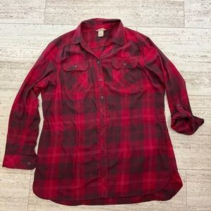 Duluth Trading Co. women’s xl red plaid flannel like tunic